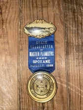 Antique Master Plumber Token Ribbon Spokane Washington 1908