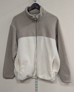 Men's UNIQLO 2 Tone Beige Fleece Full Zip Size XL CG G38