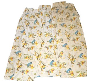 Vintage Classic Winnie The Pooh and Friends Set of 4 Pleated Curtains 23×64"