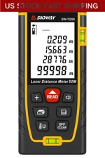 164Ft Laser Distance Meter Digital Range Finder Tape Measure for Area Volume