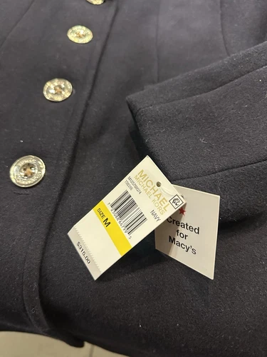 Michael Kors Cappotto di lana con cappuccio Pea Navy Taglia Medium RN 79675 Prezzo consigliato: $315