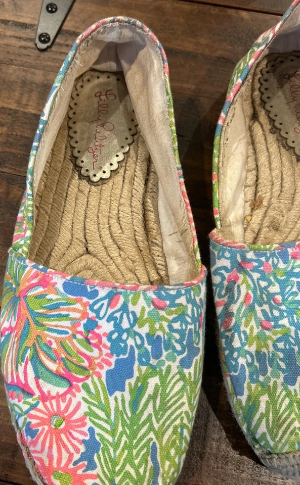 Alpargatas Lilly Pulitzer Lia Lovers Coral Pisas Mar Spray Azul Rosa ~ TALLA 10 Foto 3 de 4