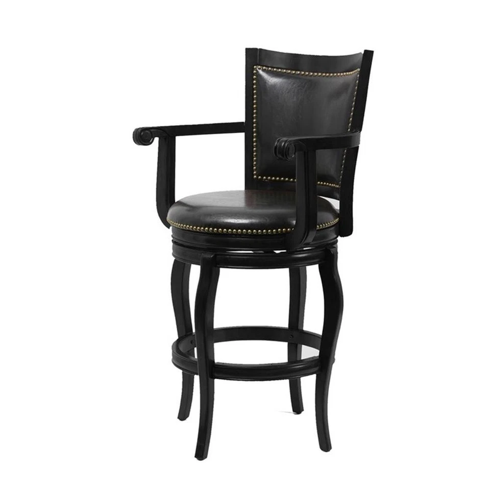 Boraam Wood Jones Bar Height Swivel Bar Stool in Black finish - Image 3 of 4