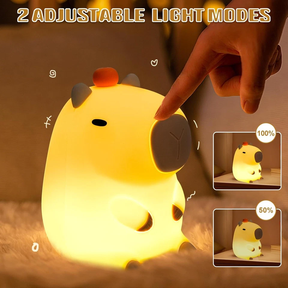 Capybara Silikon Nachtlicht Kinder LED Nachttischlampe Schlafzimmer Touch Lampe - Bild 4 von 4