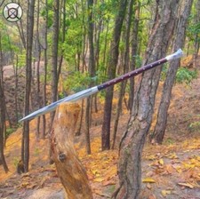 CUSTOM HANDMADE FORGED CARBON STEEL TOOL HUNTING VIKING SPEAR W/LEATHER SHEATH