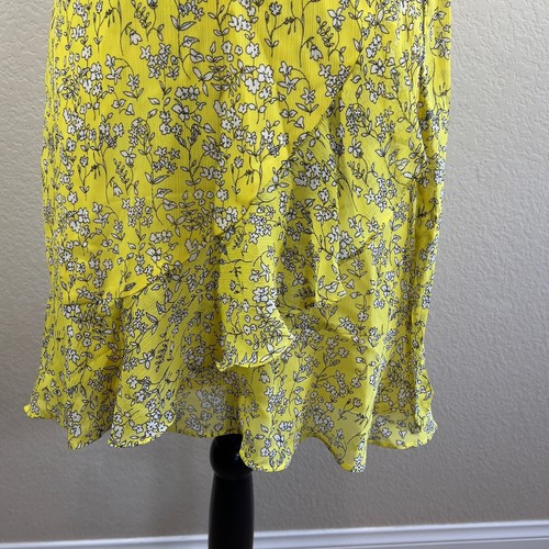 Banana Republic gelb schwarz weiß Flatter Blumen echtes Wickelkleid Gr. 0 Boho - Bild 9 von 20