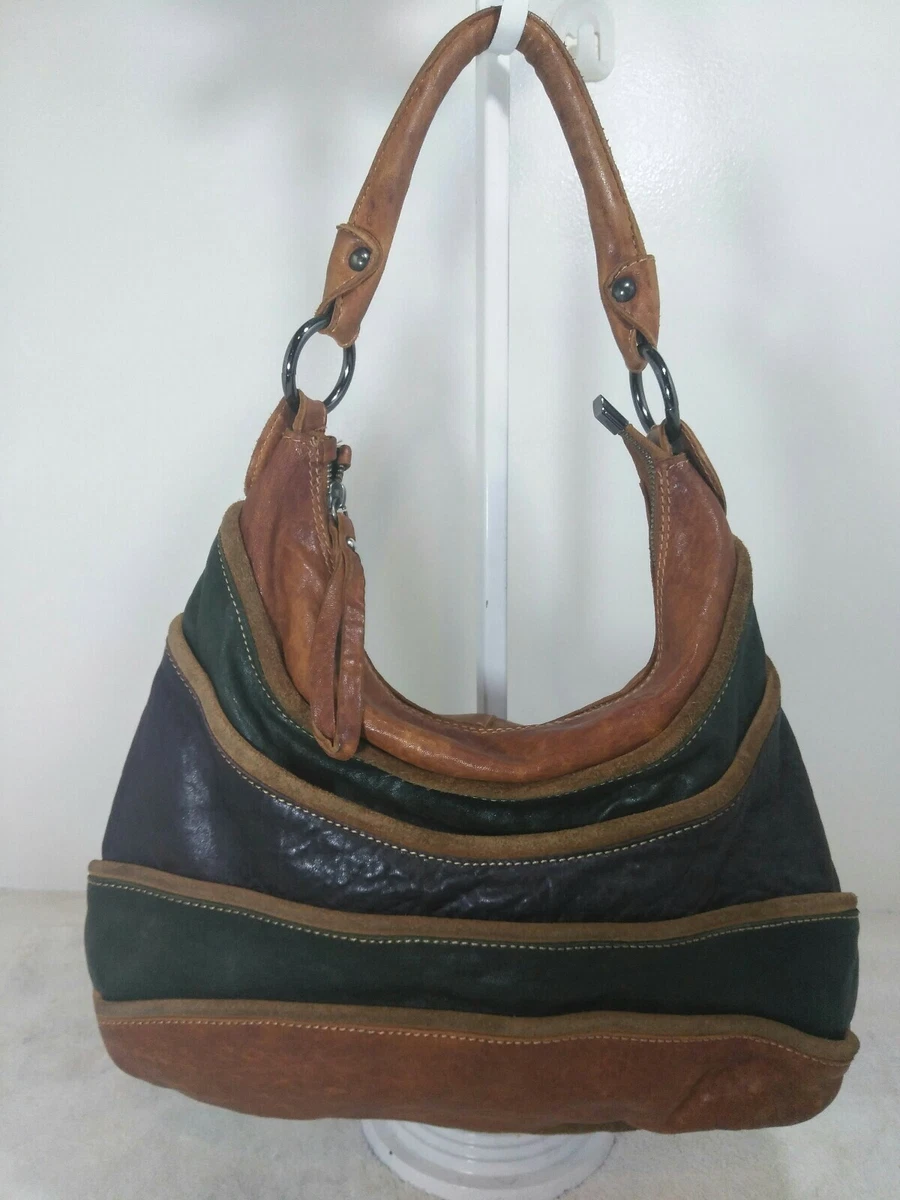 Innue leather brown green blue rustic hobo shoulder bag purse made