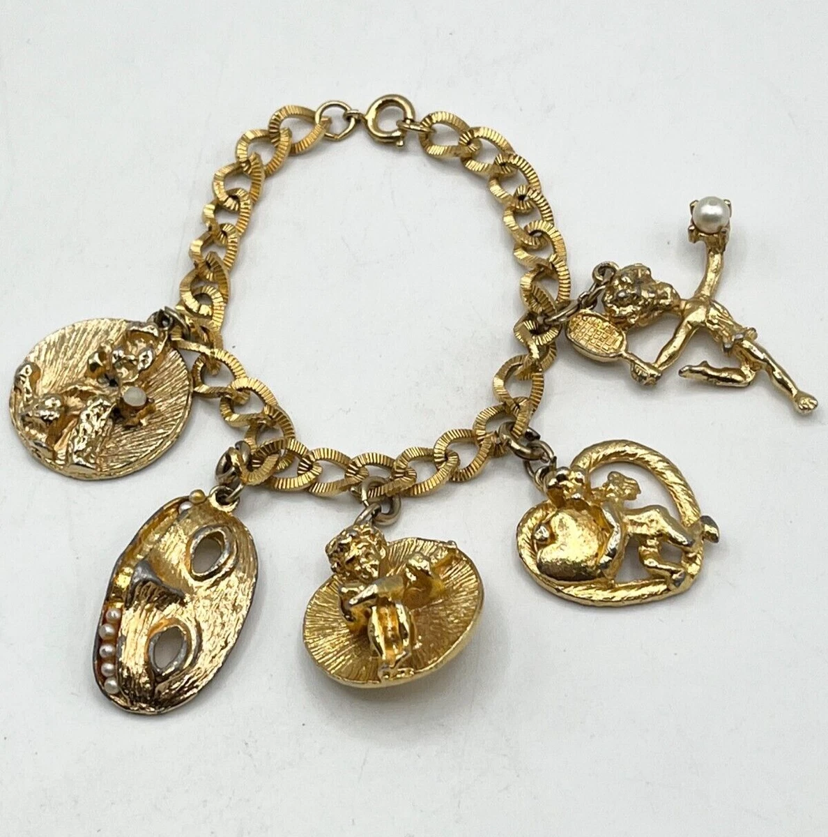Vintage gold charm bracelets ebay sale