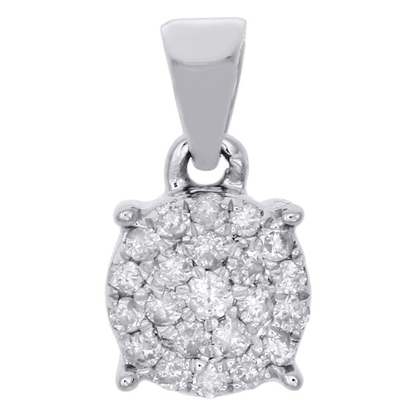 10K WeißGold Diamant Kreis AnhäNger Damen Cluster Charm 0.17 Ct.-image