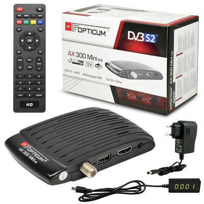 Opticum SAT Receiver AX 300 Mini v3 IR USB HDMI Camping DVB-S2 HD HDTV PVR ready