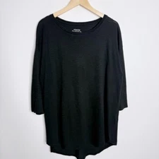 Chico's Cotton-Blend Slub Drop-Shoulder Tunic In Black Size Large Chico's 2