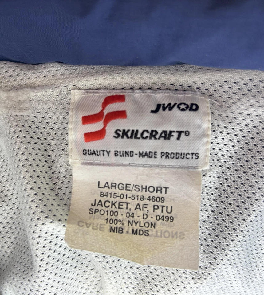 Chaqueta cortavientos vintage de la Fuerza Aérea Skillcraft para hombre grande azul transpirable Foto 3 de 4