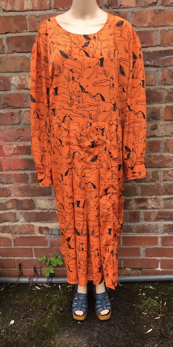 Ladies Neon Rose Orange dress horse print Plus Size Dress Size