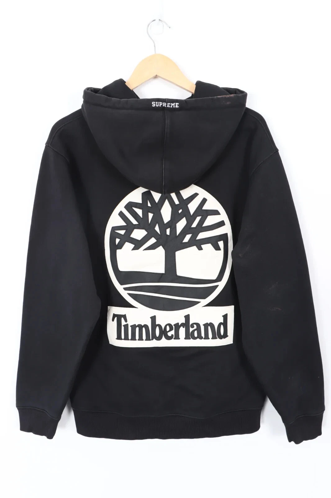 Vintage SUPREME x TIMBERLAND Big Logo Black Hoodie (L)