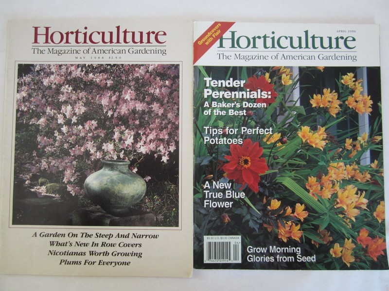 HORTICULTURE Magazine of Americain Gardening Lot of 2 May 1988 & April 1996 