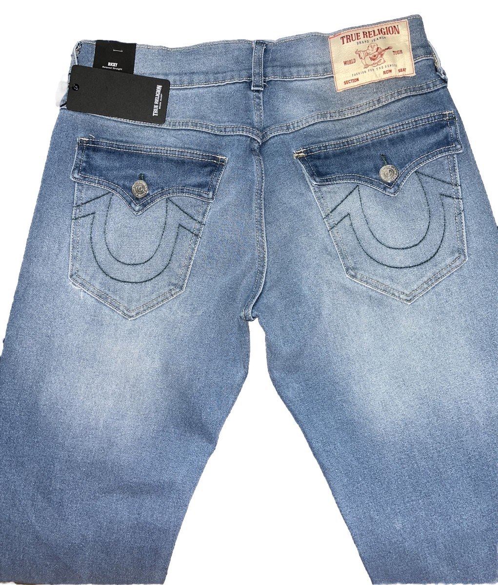 TRUE RELIGION RICKY SN FLAP RELAXED STRAIGHT 107799 JEANS 30 X 33 