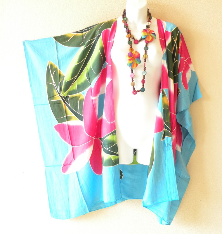 CB412 Floral Cardigan Duster Kaftan Batwing Plus Size Coverup Blouse - up to 5X