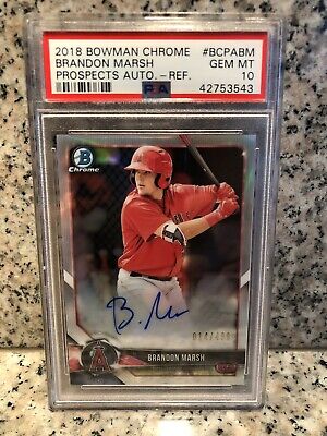 2018 Bowman Chrome Brandon Marsh Refractor On Card Auto 14 2018 Bowman Chrome Brandon Marsh Refractor On Card Auto 14