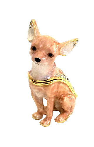 Starlight Chihuahua Hinged Trinket / Jewelry Box Pewter Bejeweled Kingspoint