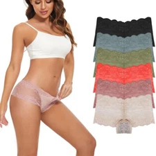 6 Pack Womens Lace Boyshorts Sexy Underwear Seamless Panties Boxer Briefs