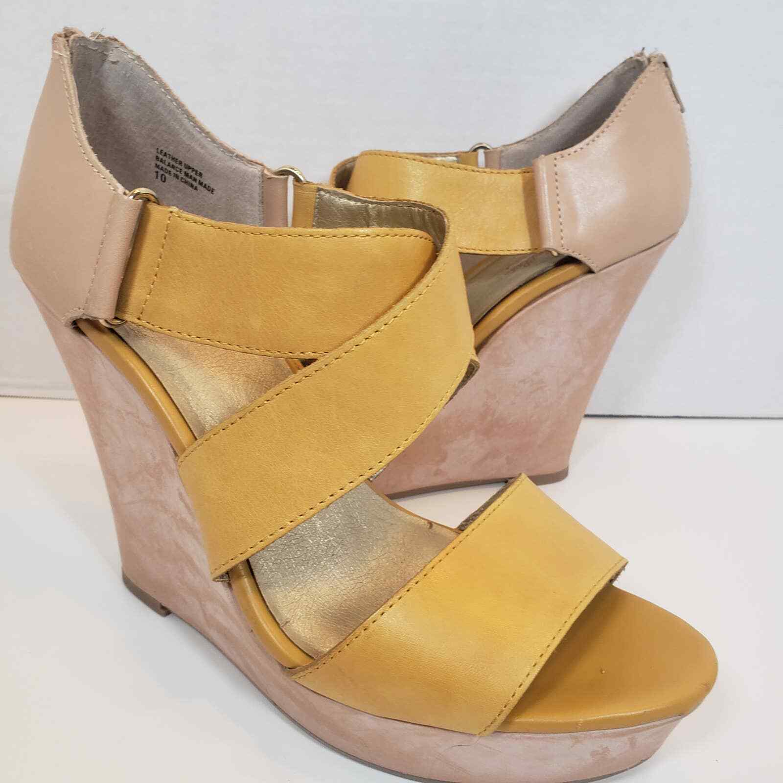 mustard wedge heels