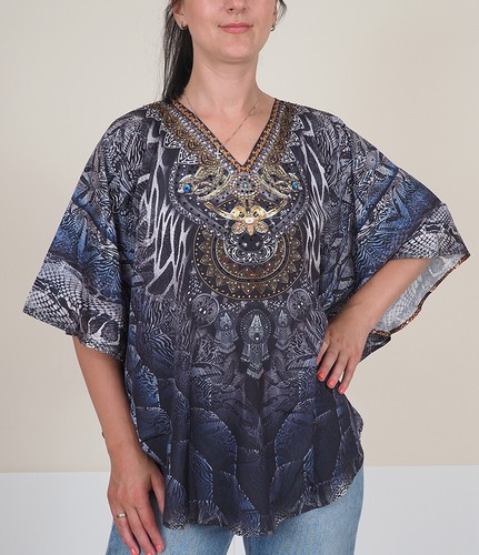 Ladies Kaftan Tunic Top Loose Fit Blouse Beachwear Floral Animal Print One Size - Picture 37 of 46