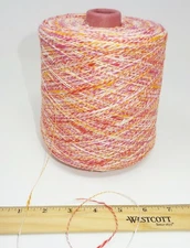1lb 10oz Machine Knitting Cone Spool - Pink, Orange & White - Thin Yarn!