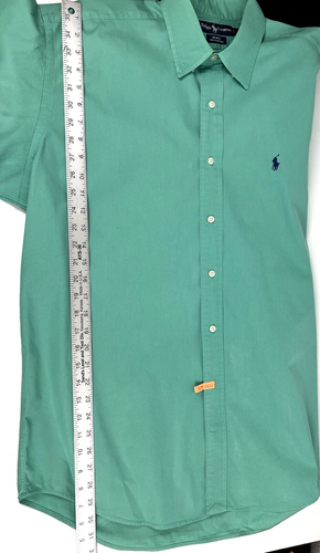 Ralph Lauren Polo Mens Long Sleeve Blake Button Down Green Shirt LG stain READ - Picture 6 of 8