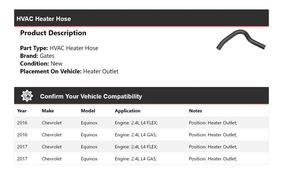For 2016-2017 Chevrolet Equinox HVAC Heater Hose Heater Outlet Gates - Image 2 of 4
