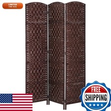 HOMCOM Room Divider 3-Panel 6FT-Tall Folding Privacy Screen Brown