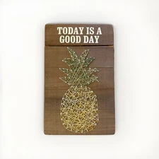 Design by Kathy“Today Is A Good Day”Pineapple StringArt Box Sign On Wooden Plank