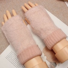 Fingerless TouchScreen Gloves Half Finger Furry Mittens Plush Warm GlovesOutdoor