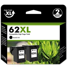 2PK Black for HP 62 XL Ink Cartridge ENVY 5664 5665 7644 OfficeJet 200 5740 8040