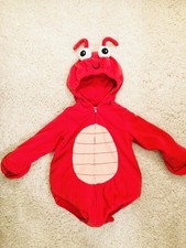 Carter's Lobster Costume 24 Months Red Hooded Padded Zipper Polyester