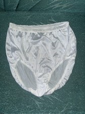 Vtg Hanes White Satin Brief Panties Sz 9 XXL Second Skin Nylon Lace Hi-Cut