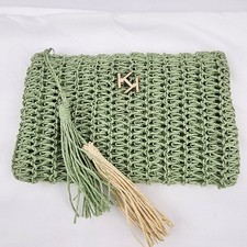 Borsa trucco Kiko Milano Green and me tessuto pochette con cerniera nappa sughero cotone