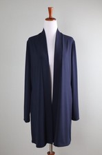 CHICO'S 119 Solid Navy Stretch Draped Cinch Jacket Top Size 0 US 4 / 6 / Small