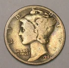 1941 D Mercury Winged Head Dime 10 Cents Silver Coin F