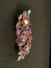 Vintage Signed Weiss Silver Tone Aurora Borealis Rhinestone Brooch