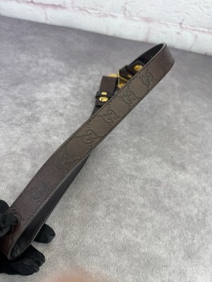 Gucci Guccissima Hysteria Crest Brown Leather Belt Gold  display picture 1