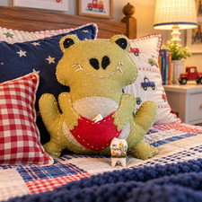 Tooth Fairy Frog Felt Pillow Heart Pocket Porcelain Tooth Keepsake Box Bundle
