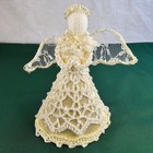 Vintage Handmade Angel Figurine Lace and Ribbon Holiday Decor Ornament