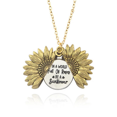 Sunflower Open Locket Necklace - You Are My Sunshine Jewelry for Women