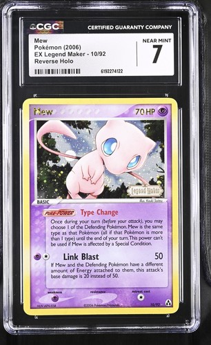 CGC 7 NEAR MINT Mew 10/92 EX Legend Maker Reverse Holo Stamped Pokemon Card