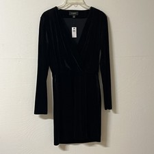 Banana Republic Black Velvet Faux Wrap Mini Dress Size Small Date Night Holiday