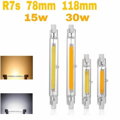 R7S LED Bulb 118mm 78mm Warm/Cool Halogen COB Dimmable Glass 110V 220V 15W/30W
