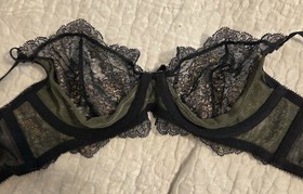 Dita Von Teese Lurex Lace Unlined UW Bra Black Size 32C Burlesque Hollywood
