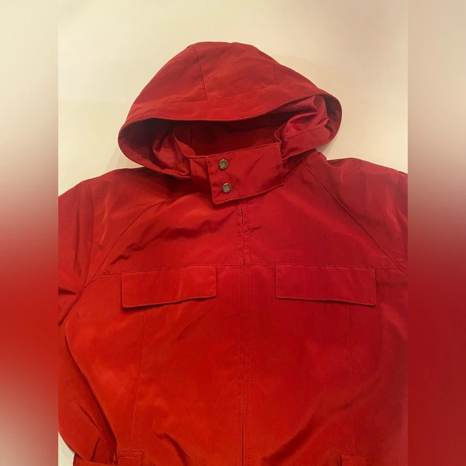 Pacific Trail Woman’s Rain Coat Jacket Red Removable Hood Belt Size Large - Image 3 of 4