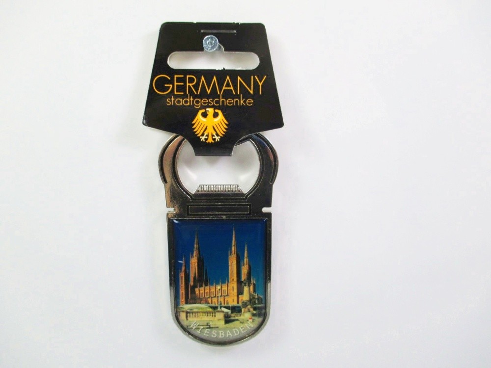 Wiesbaden magnetic bottle opener metal souvenir Germany market church