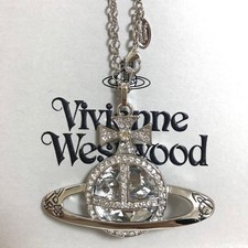 Vivienne Necklace Long Orb Silver Clear Length 68cm w/drawstring IN BOX